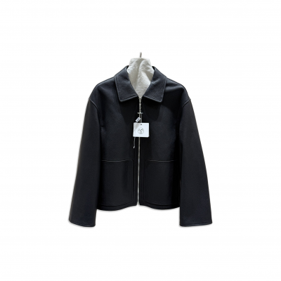 HERMES COLLARED LEATHER JACKET